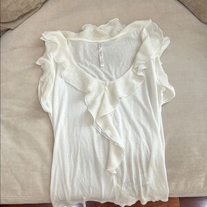 Karen Millen White Ruffled Bib Collar Blouse